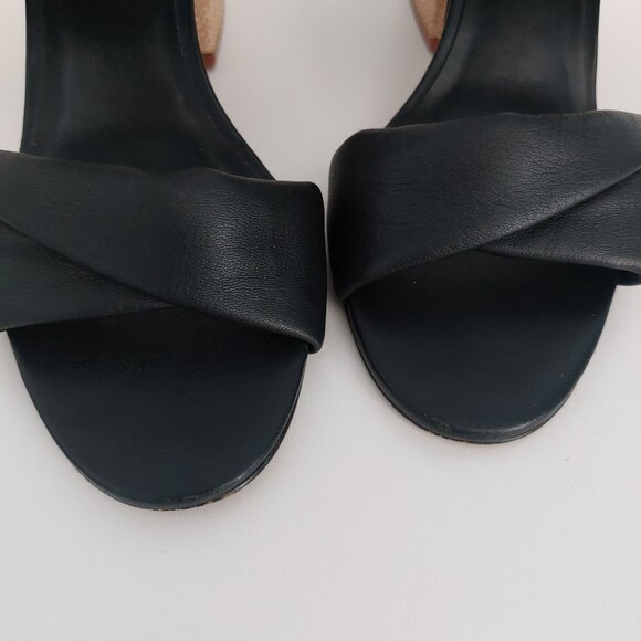 STEVE MADDEN Leather Sandals Sz 8.5 Black Padded Strap Block Heel Brazil REVOLVE - Picture 9 of 16